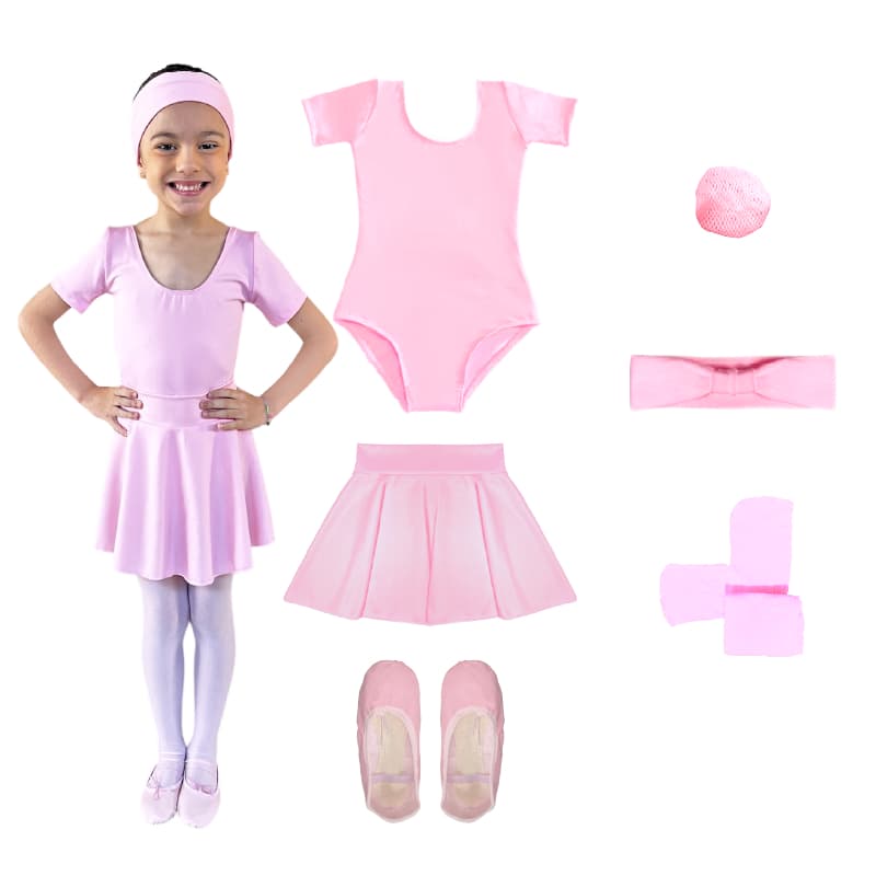 Kit Ballet Infantil 6 Itens Uniforme Roupa De Balé Completo