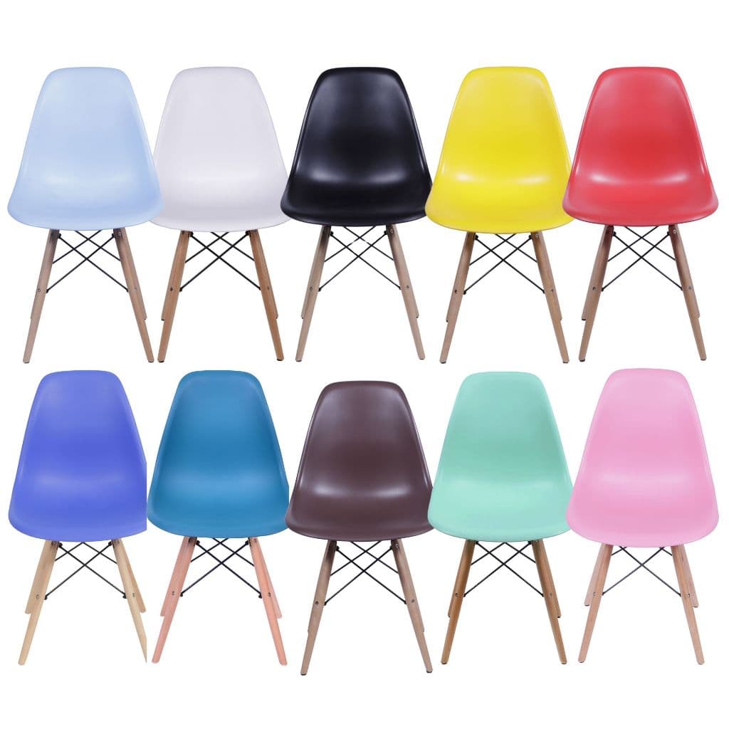 Cadeira DKR Eiffel base Madeira - Branca, Preta, Bege e Cinza e mais 15 cores