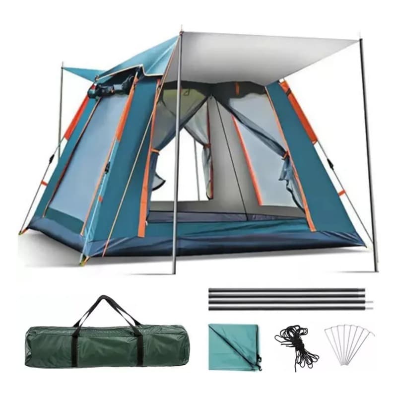 Barraca De Acampamento Grande Para 4/5 Pessoas 215x215x145cm Camping PortáTil 5 Praia Varanda FamíLia Lux ImpermeáVel