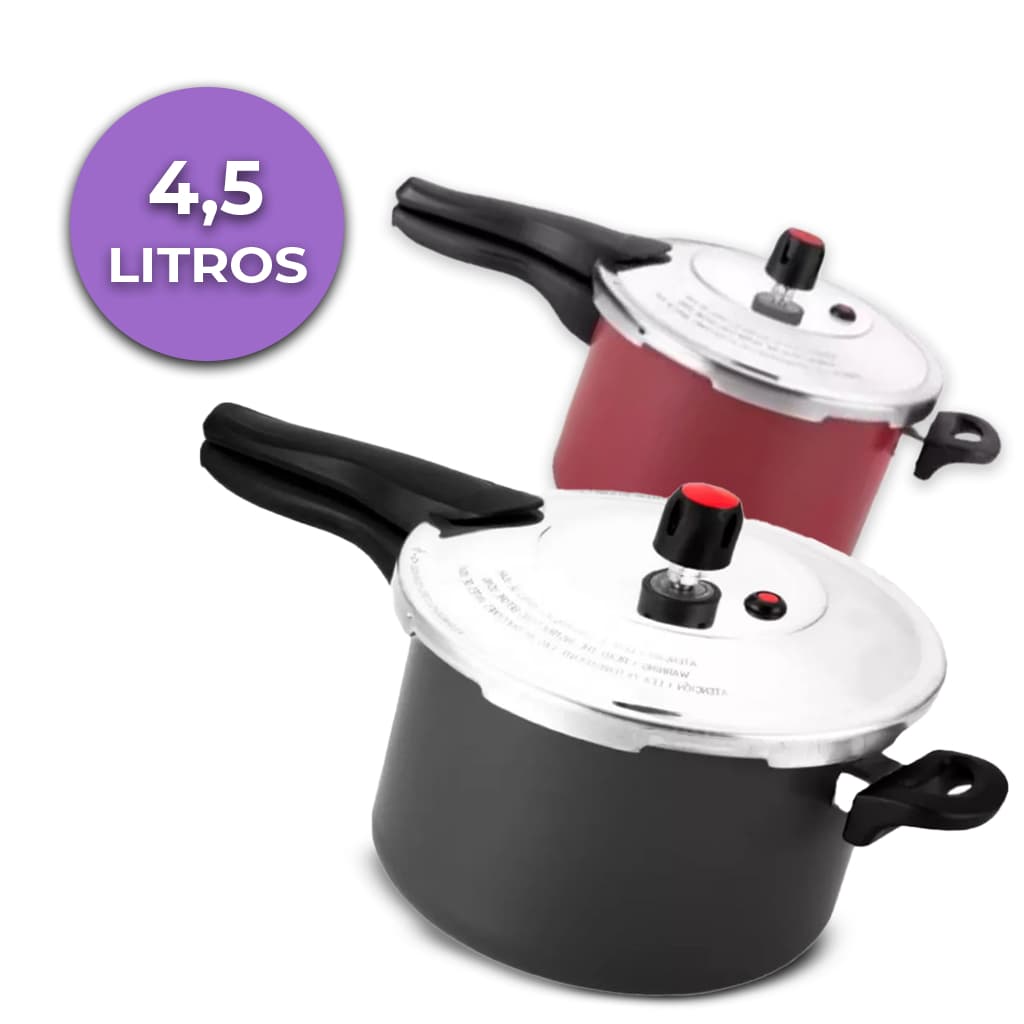 Panela Pressão Fechamento Externo Alegrete Cinza/Vermelha 4,5 l