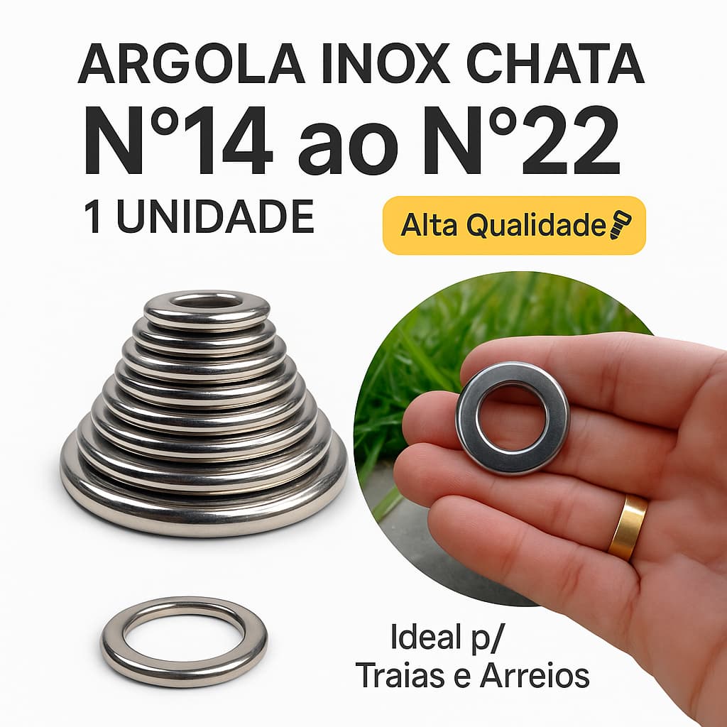 Argola Inox Chata Nº14 a Nº22 para Traias, Arreios, Laços, Peitoral