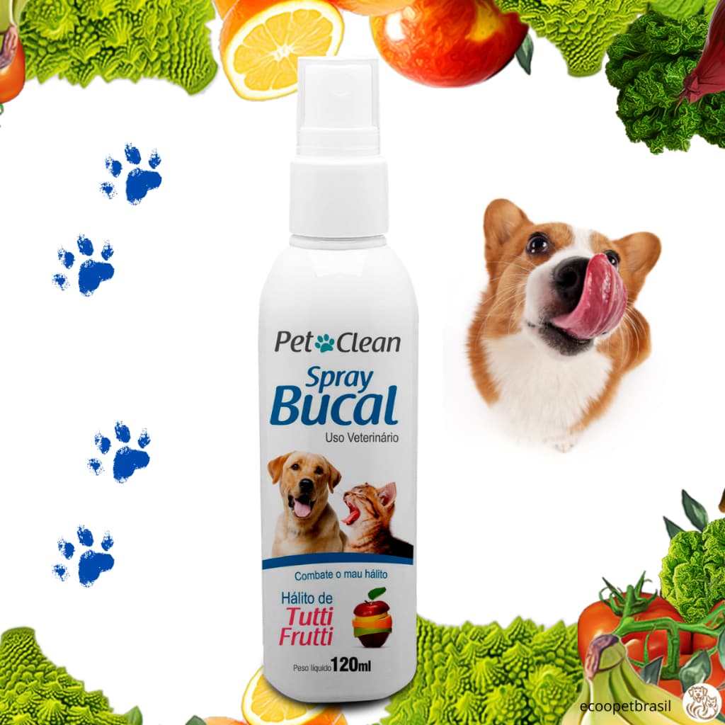 Spray Bucal para Cachorro e Gato Pet Clean - Sabor Tutti-Frutti 120 ml
