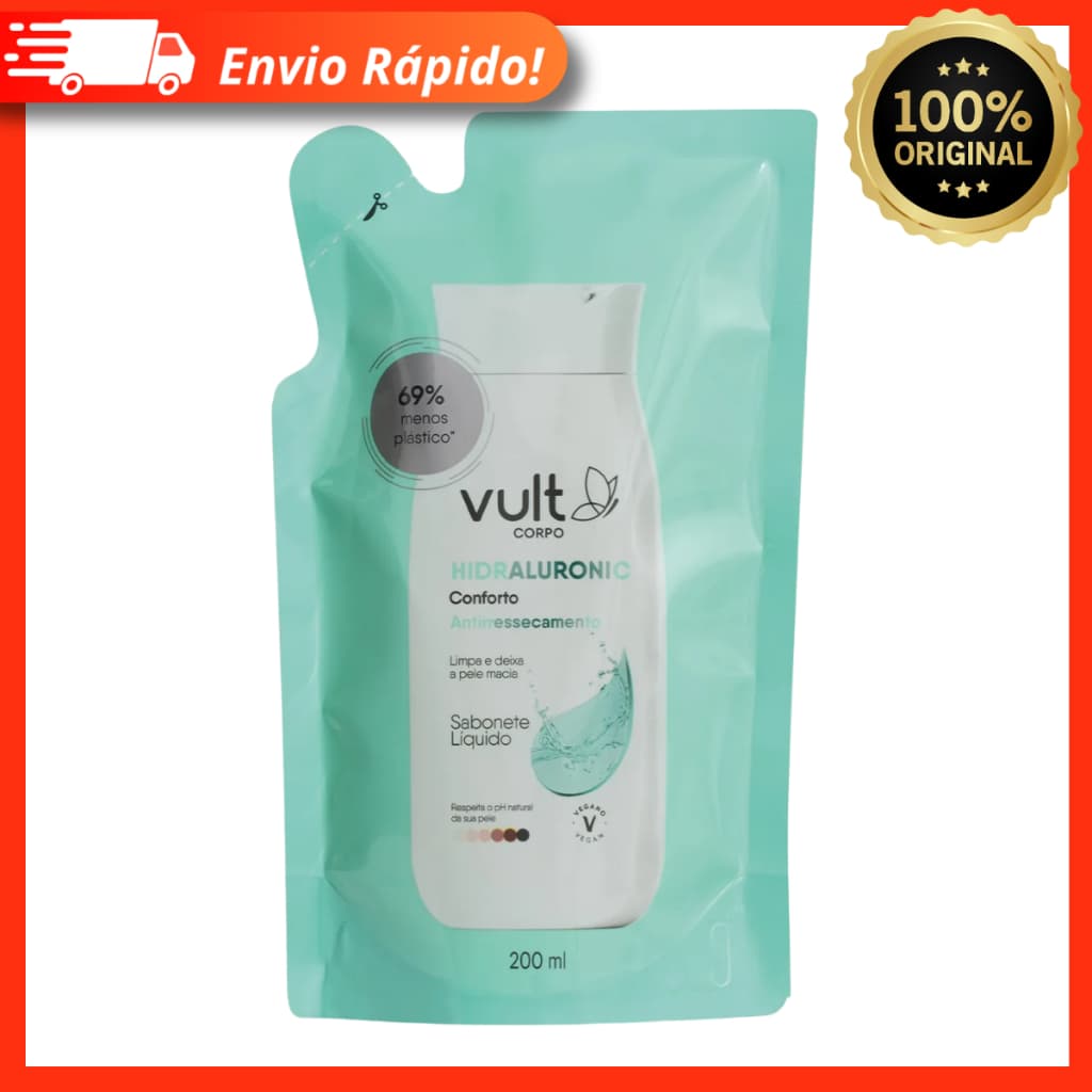 Sabonete Líquido Corporal Antiressecamento Hidraluronic Conforto Refil 200ml - Vult