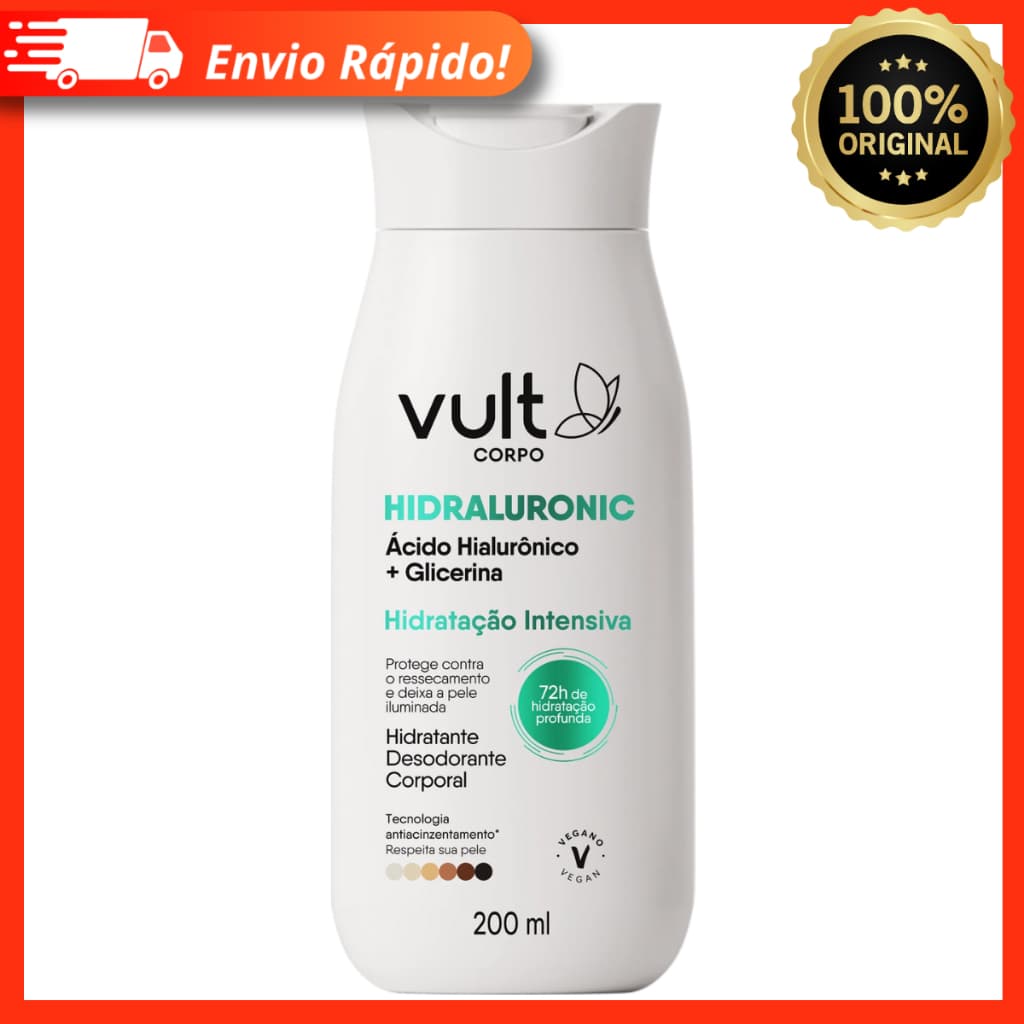 Hidratante Desodorante Corporal Hidraluronic Hidratação Intensiva 200ml - Vult