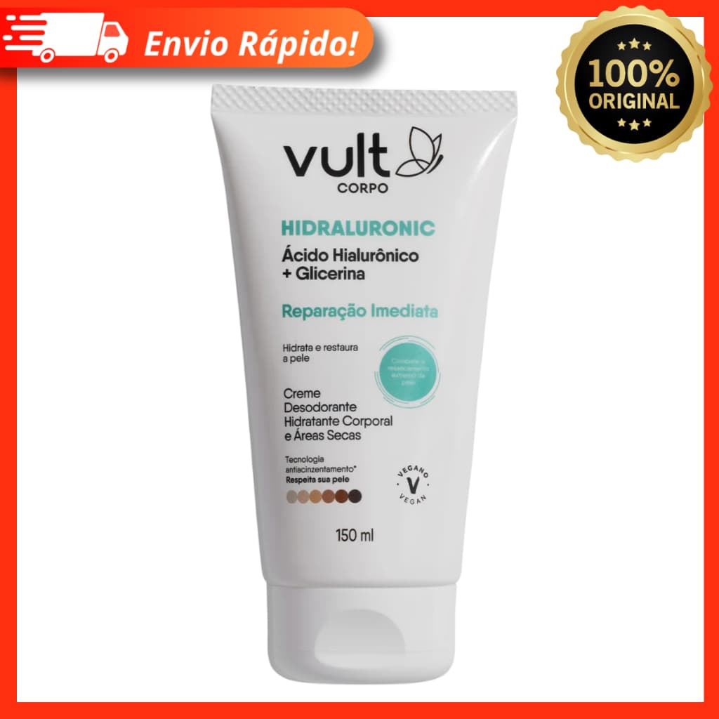Creme Desodorante Hidratante Corporal Áreas Secas Vult Corpo Hidraluronic Reparação Imediata 150ml