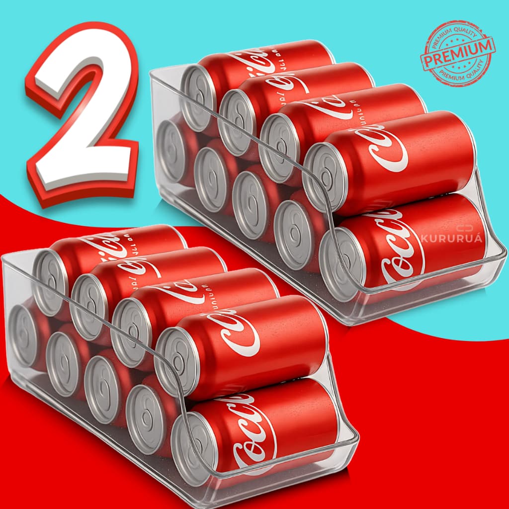 Kit 2 Organizador Porta Latas Geladeira Dispenser Acrilico Suporte Multiuso Armário Cozinha Dispensa