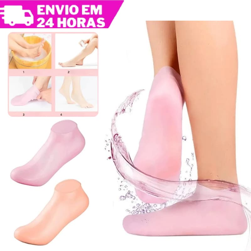 Meia de Hidratação Silicone Esfoliante Gel Spa Dos Pés