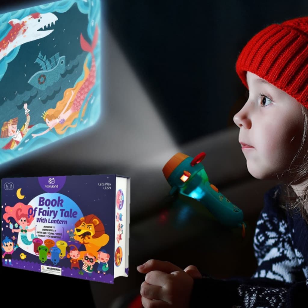 Projetor Contador de Histórias Cineminha Infantil com Livro + Sombras + 5 Histórias Clássicas