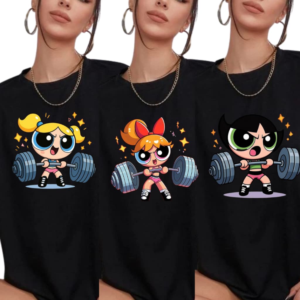 Camiseta Feminina Preta 100% Algodão Academia Docinho Florzinha Lindinha Look Treino Confortavél