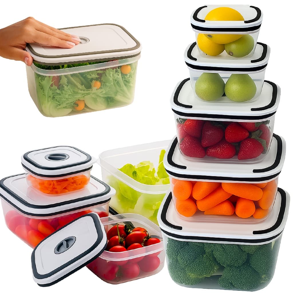 Conjunto De 5 Potes Herméticos De Plástico Retangular Com Tampa De Vedação Top