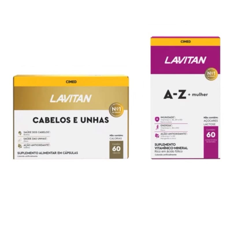 Kit vitamina a para Mulher 1 Lavitan Hair 60 Cps + 1 Lavitan A - Z Mulher 60 Cps
