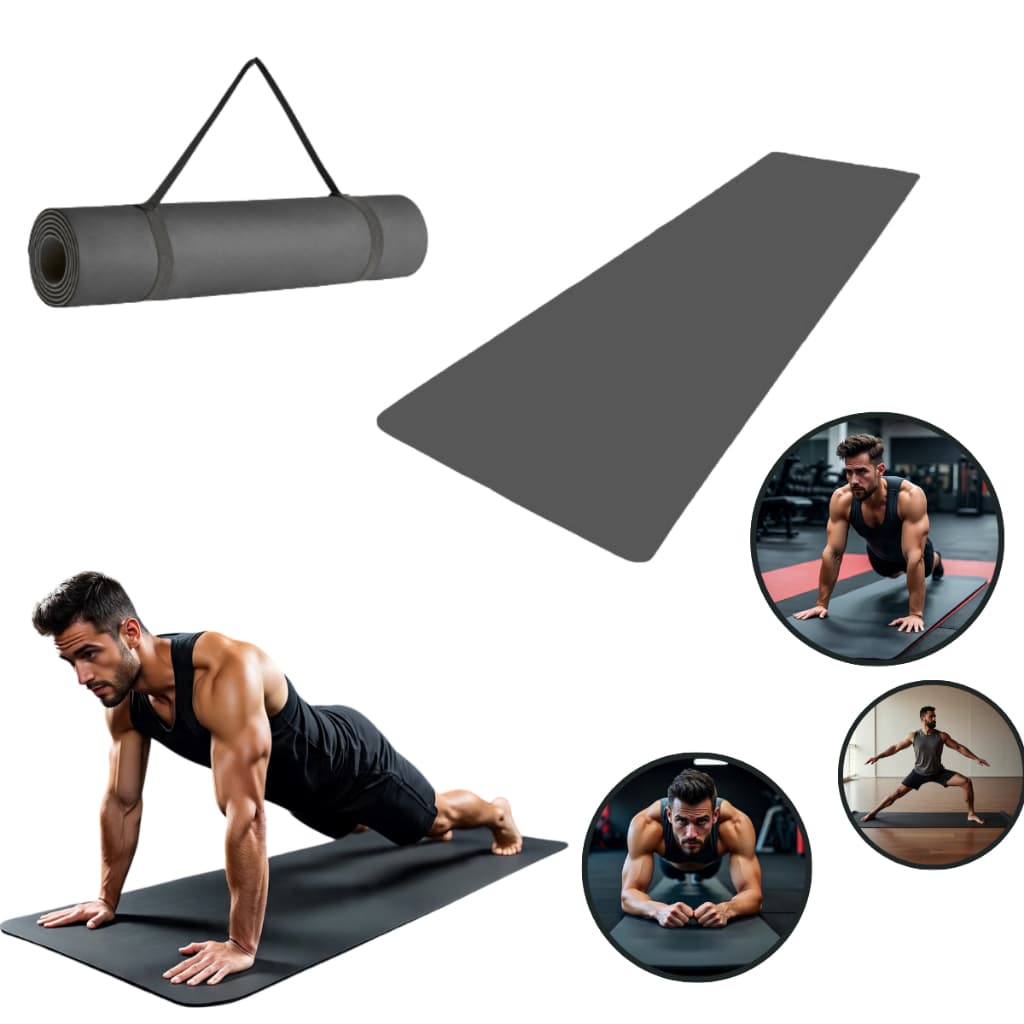 Tapete Yoga Mat Abdominal Prancha Corda 1,70mx55cmx5mm Exercício em Casa Colchonete Tatame