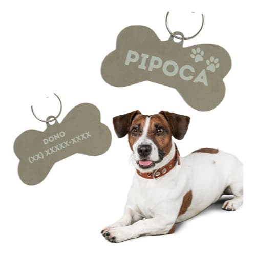 kit 2 Plaquinha Identificação Pet Cachorro Gato com gravacao laser Envio Imediato