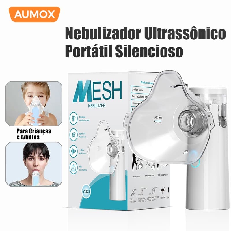 Nebulizador Portátil, Inalador Silencioso Ultrassônico, Ideal para Adultos e Crianças