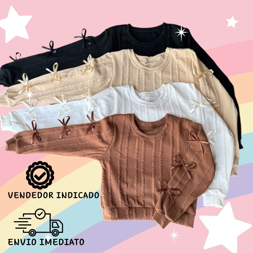 Blusa Manga Longa infantil laçinhos luxo moda blogueira meninas