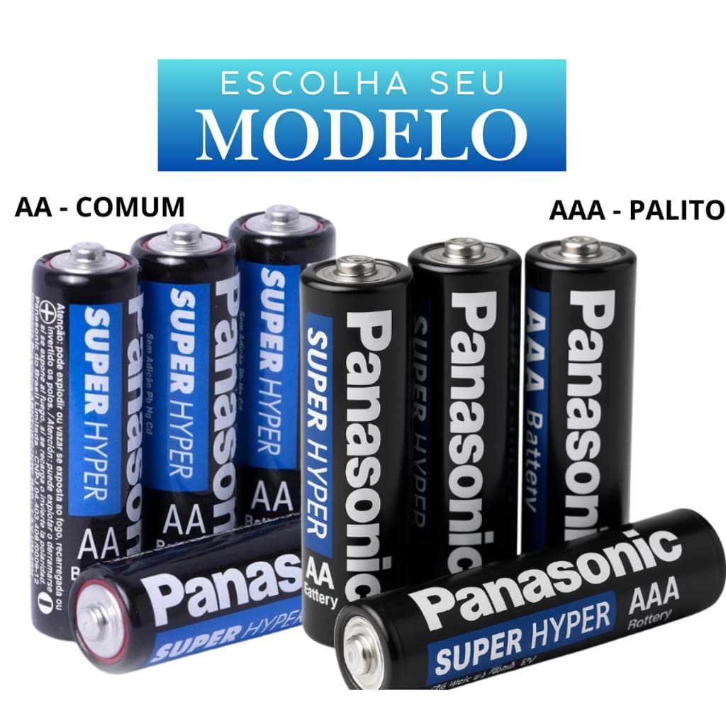 Pilhas Panasonic AAA ou AA | Comum ou Palito | Kit 8, 12, 24 ou 32 Unidades Pilha para controle