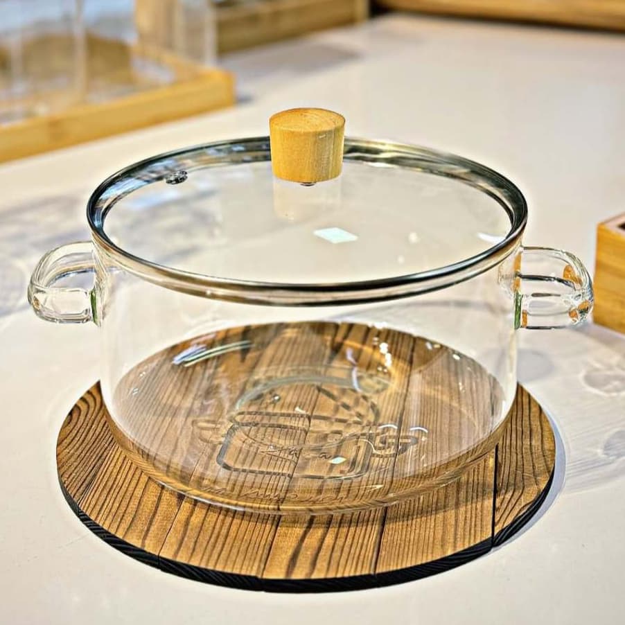 Panela de Vidro que vai ao fogo 1,4L Caçarola Antiaderente