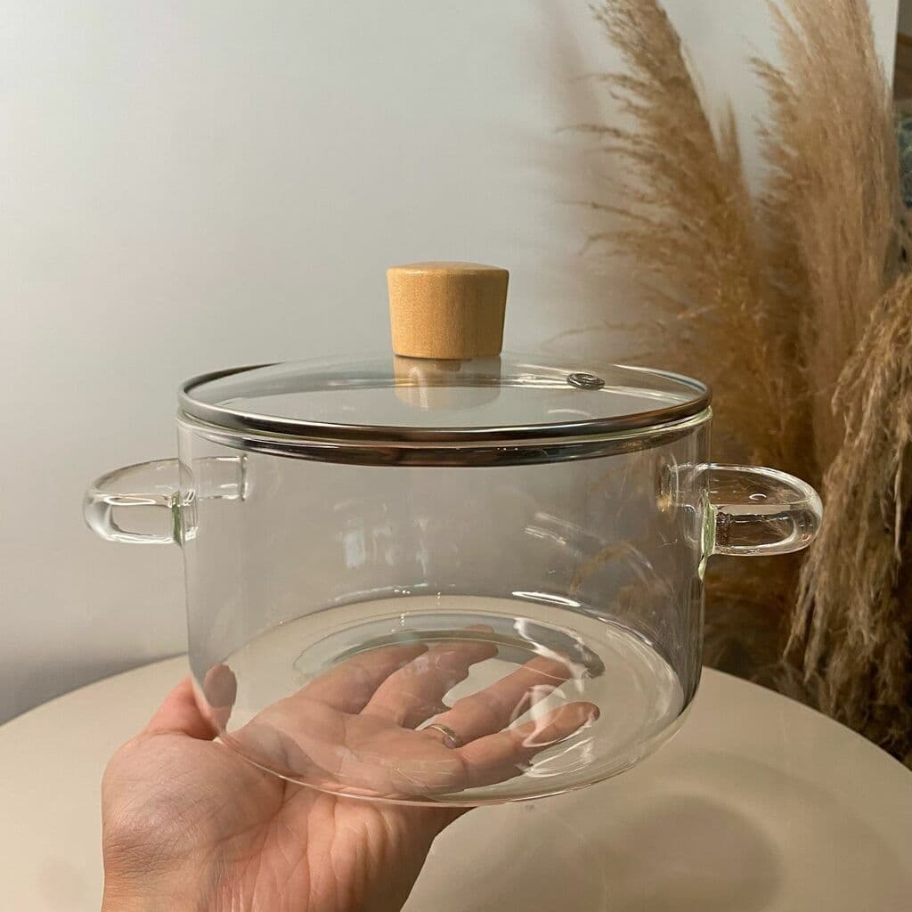 Panela de Vidro com Tampa 1,4Litros Caçarola Antiaderente