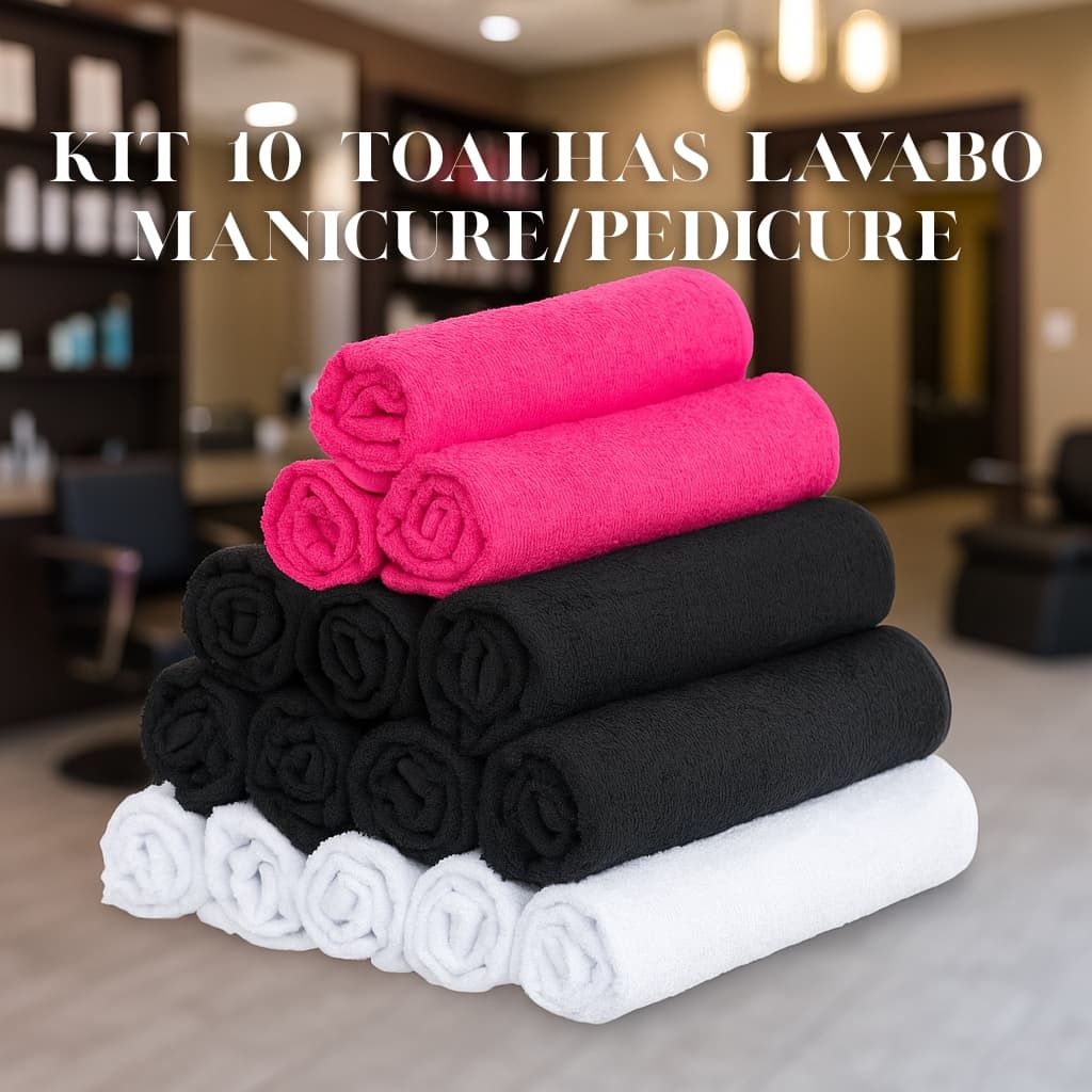 Kit 10 Toalhas Lavabo Manicure - 100% algodão