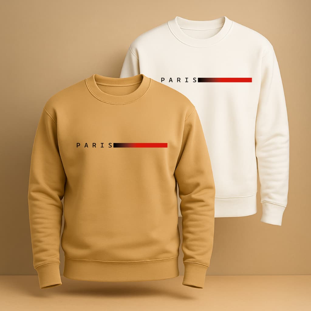 Kit 2 Blusa Moletom Paris Gola Redonda Blusa De Frio Algodão Casaco Feminino Masculino