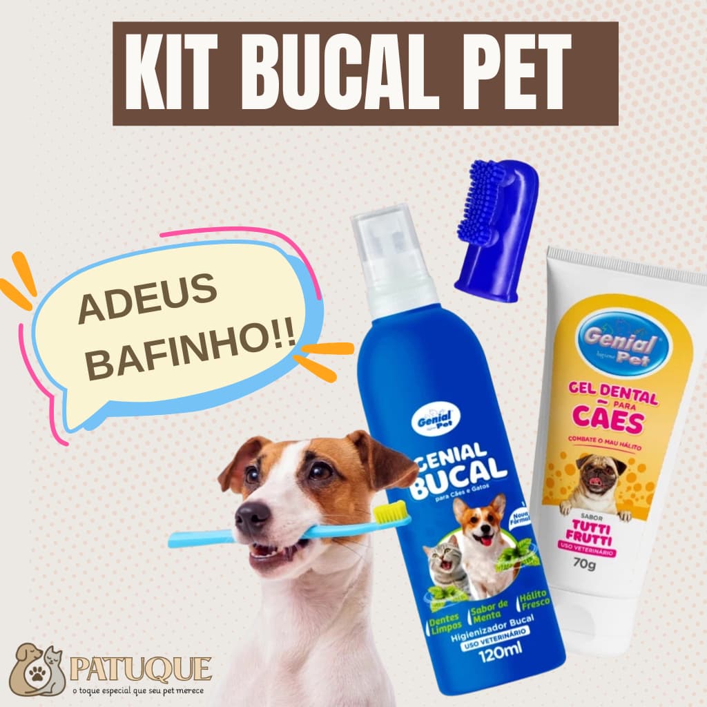 Kit Creme Dental Pet Pasta Dental + Spray Bucal para Cães e Gatos + Dedeira