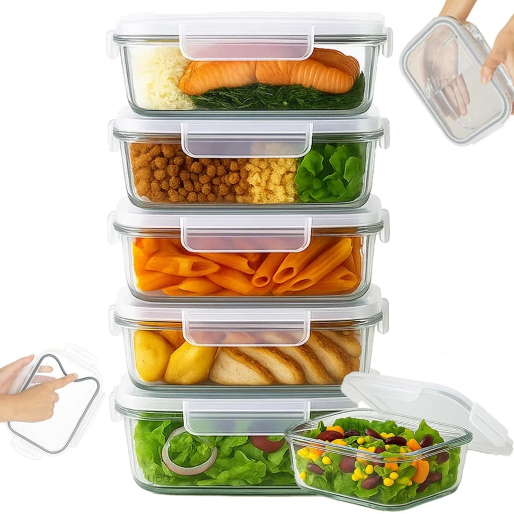 Conjunto Pote de Vidro Hermético Marmita Tampa Com 4 Travas 640ml Diversas Quantidades