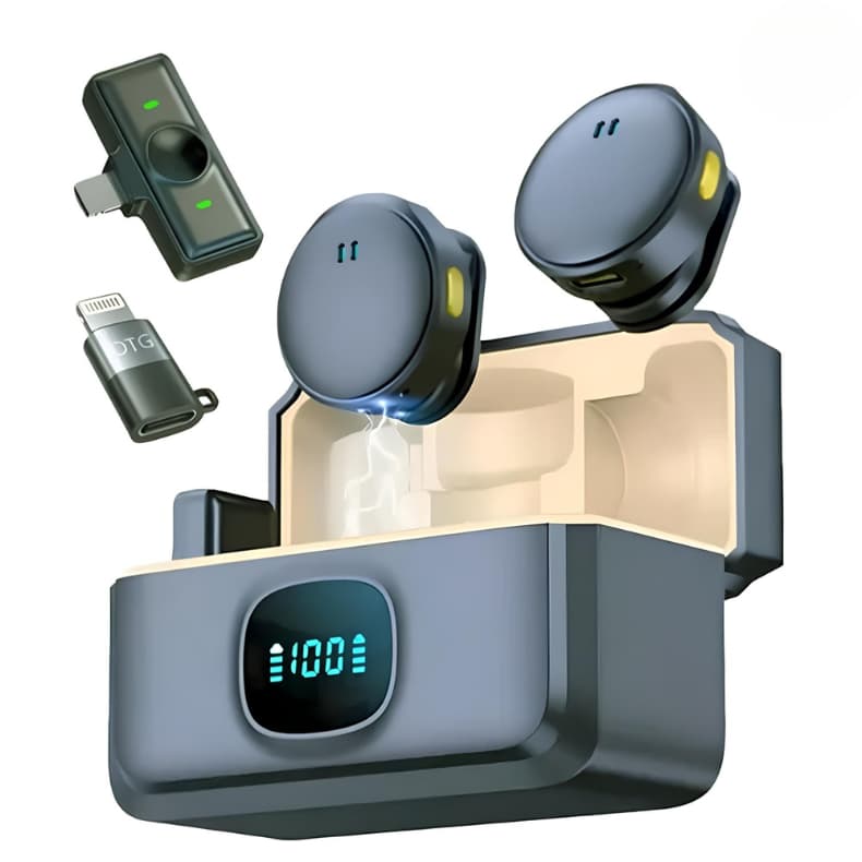 2 Mini Microfone De Lapela Sem Fio Com Cancelamento De Ruído Magnético Profissional Para IPhone Android Type C