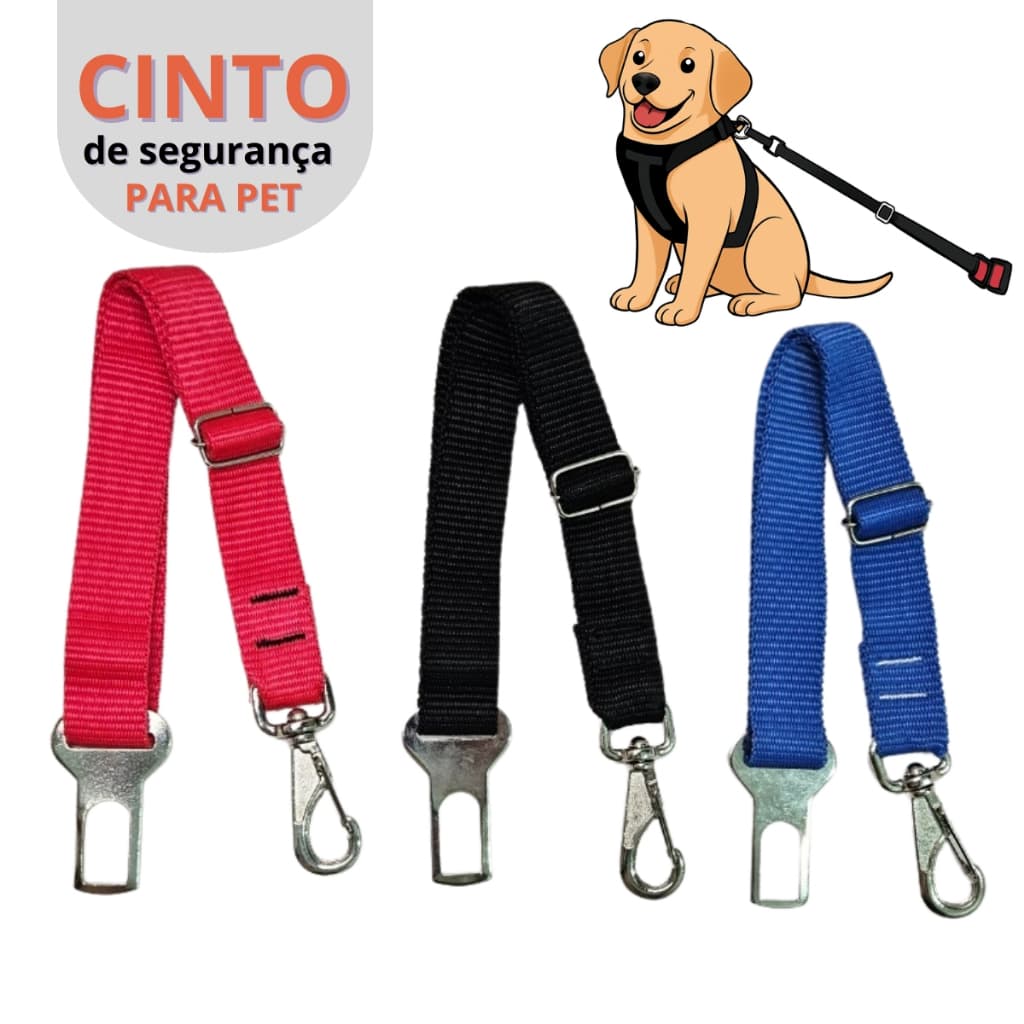 Cinto de segurança ajustavel pet universal para veículos para cães gatos viagem - Brie Pet
