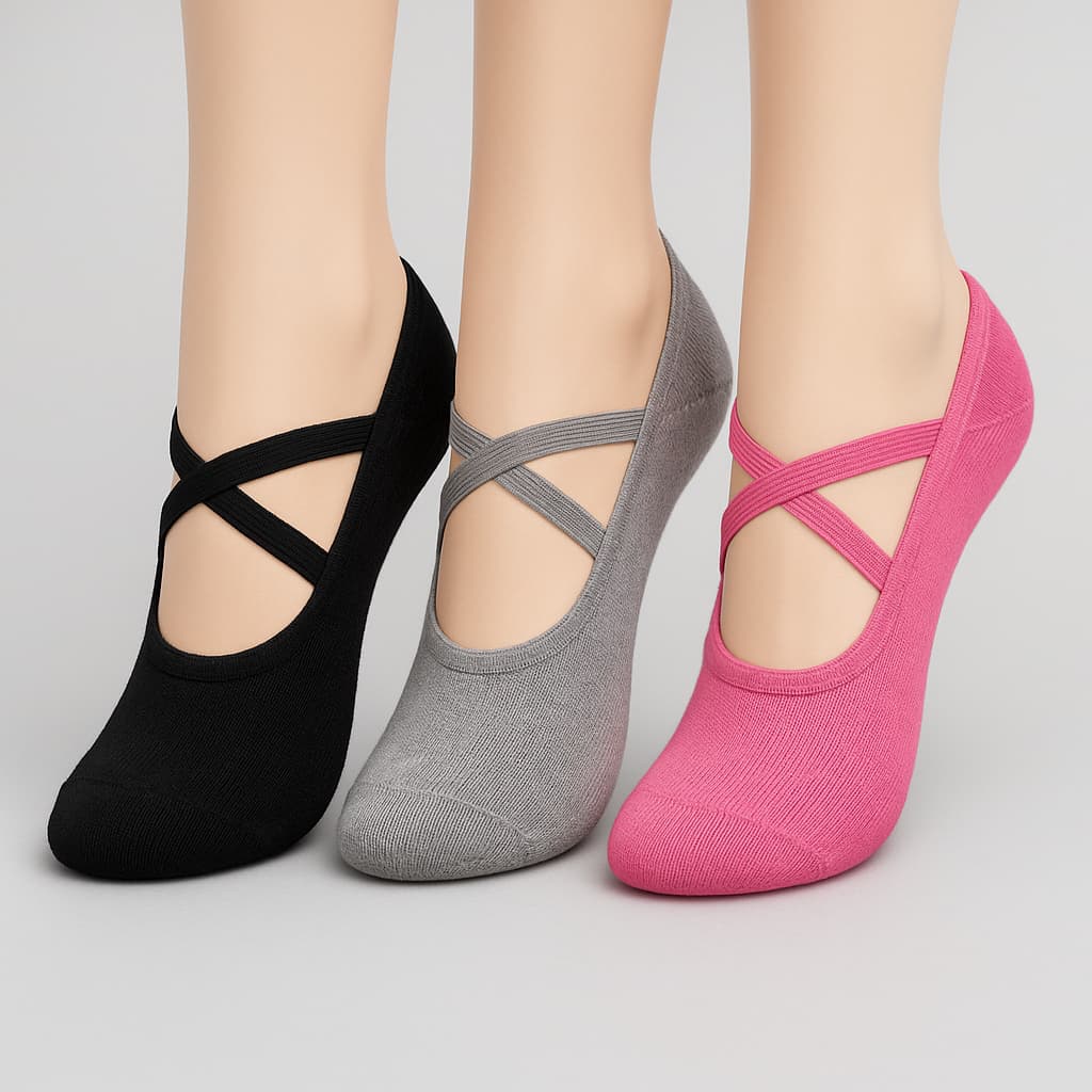 Kit 6 ou 3 Pares Meia Sapatilha Adulto Antiderrapante Pilates Yoga Fitness Feminina