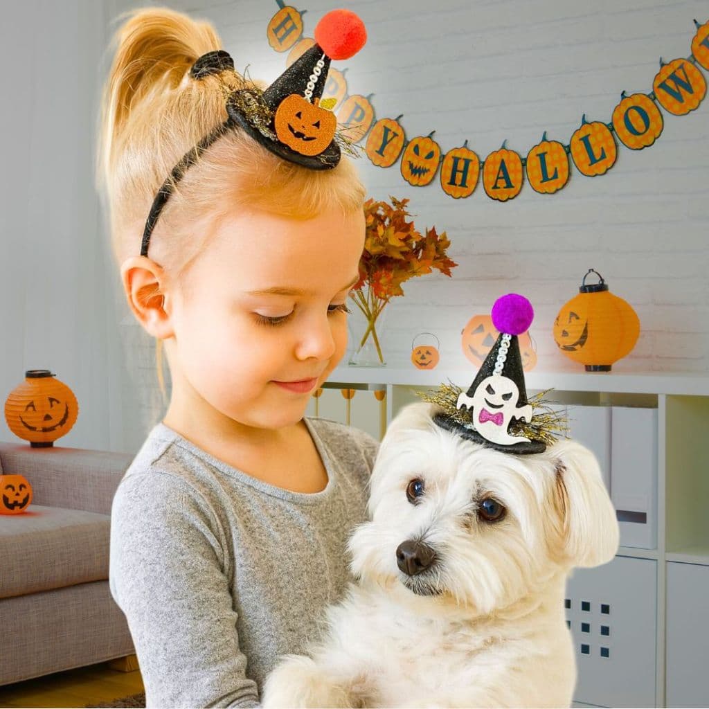 Presilha para Cabelo Mini Chapéu de Bruxa Halloween-Enfeite Fantasia Pet Dog Laço de Cabelo Terror