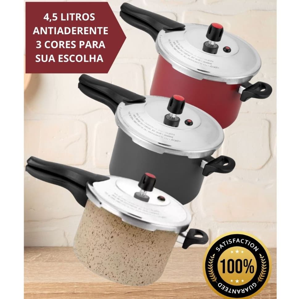 Panela de Pressão 4.5l Antiaderente/Teflon Fechamento Externo ASJ
