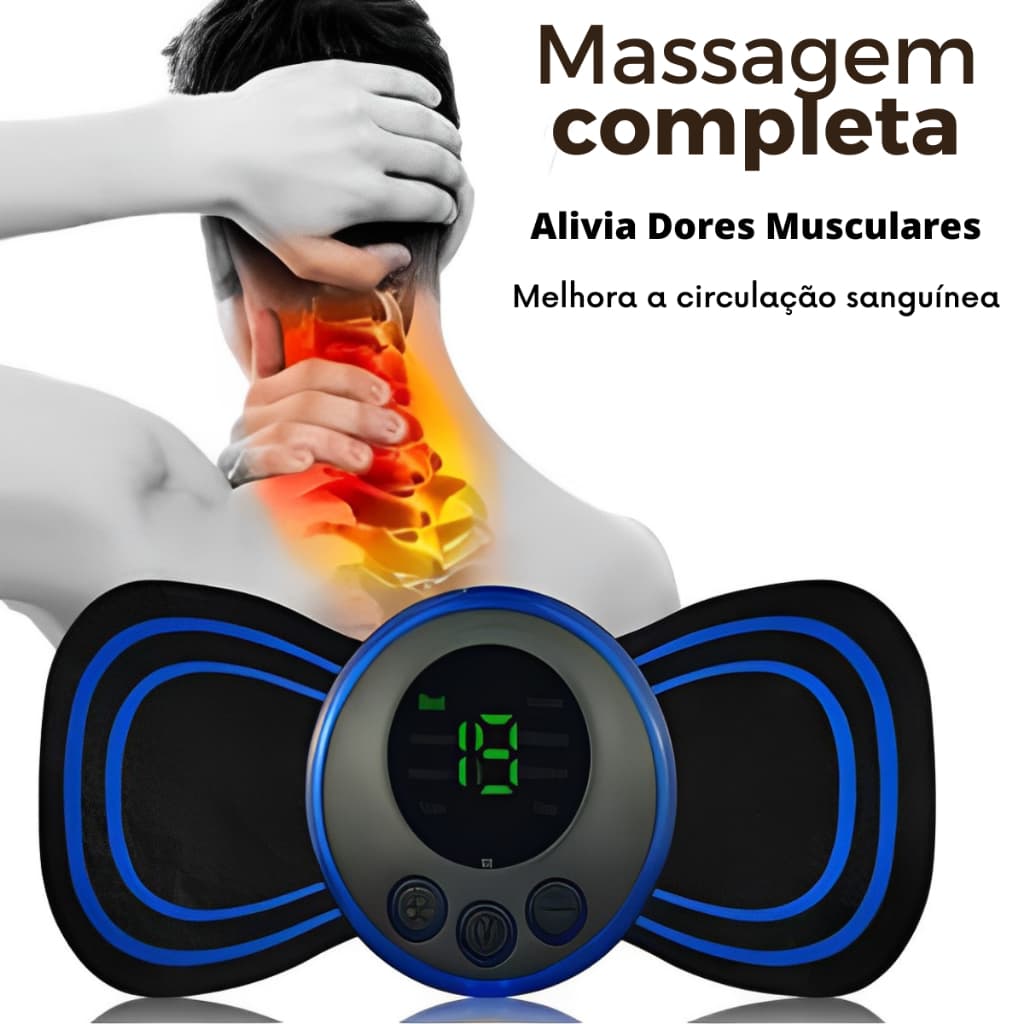 Kit 2 Mini Massageador Elétrico EMS Portátil para Pescoço Cervical Corpo Alívio de Dores Muscular