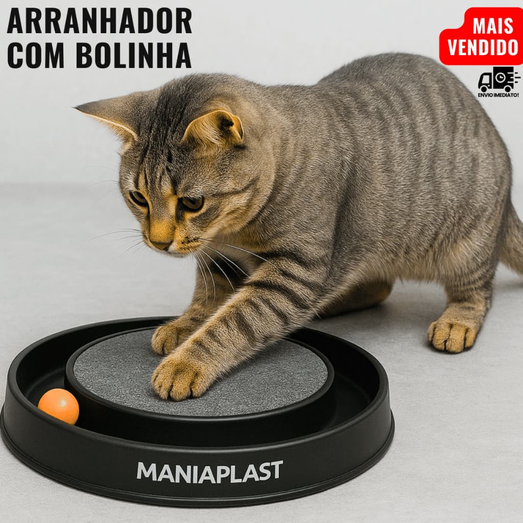 Arranhador para Gatos Redondo com Bolinha Interativo Relax Antiestresse Brinquedos para Gatos