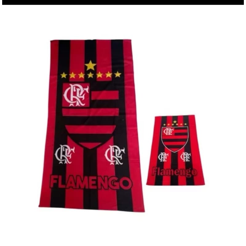 Kit Toalha de Banho e Praia + Toalha de Rosto do Flamengo.