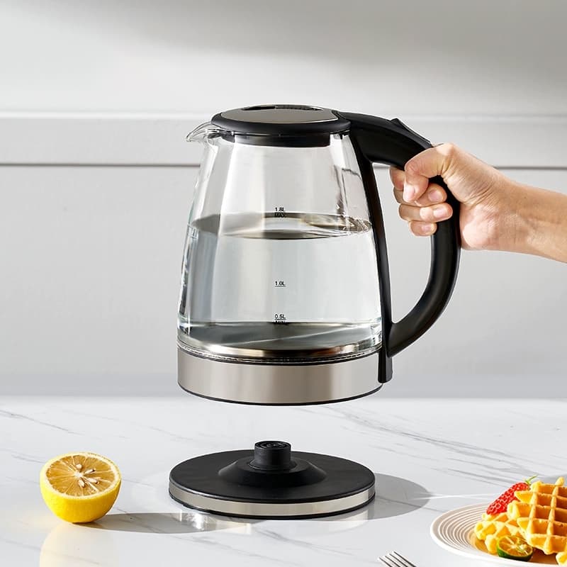 Chaleira Elétrica de Vidro/Inoxidável,1.8L 127V/220V Tampa e Desligamento Automático