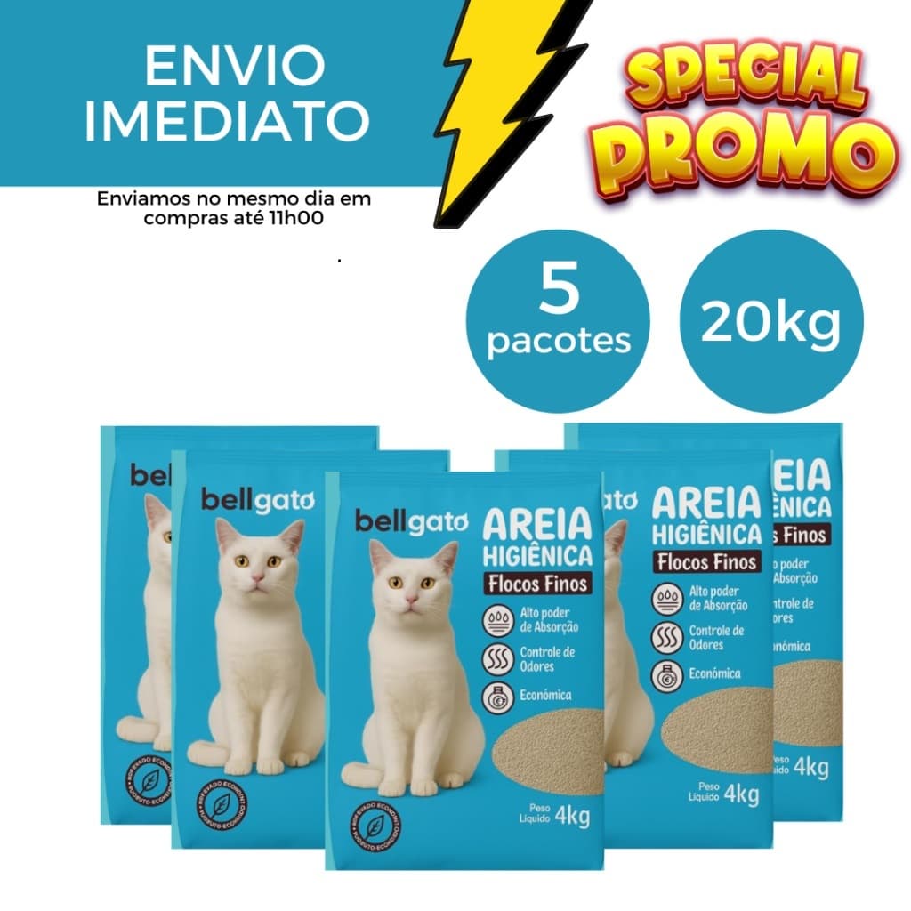 Areia Sanitária Higiênica Para Gatos Anti Odor 20kg Total Extra Fina