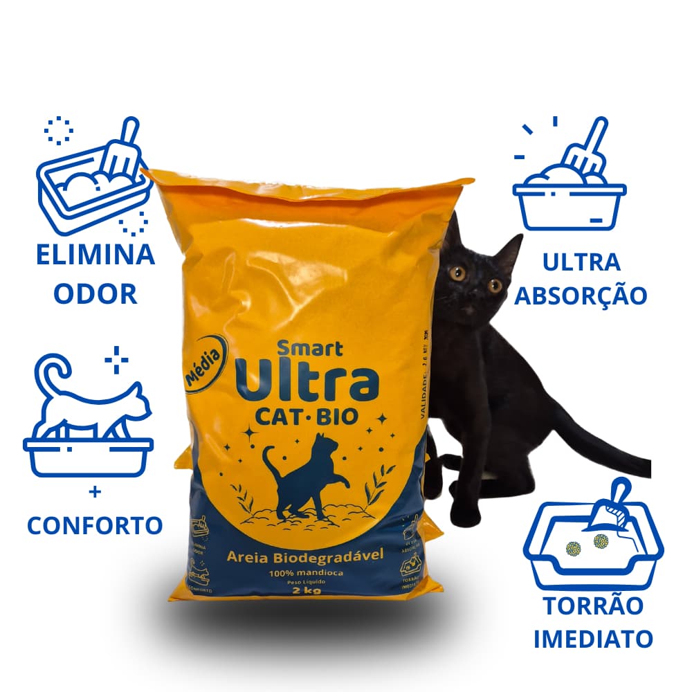 Areia Biodegradável para Gatos 4kg + Brinquedo com Catnip – Elimina Odores