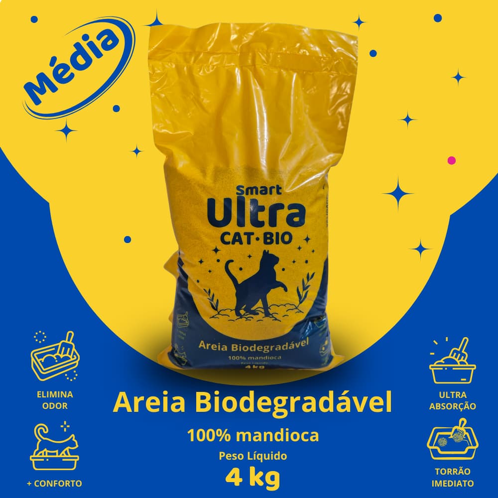 Areia Biodegradável para Gatos 4kg + Coleira Inclusa – Elimina Odores