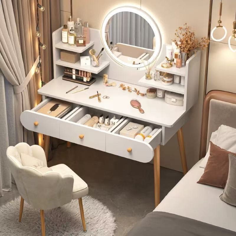 Penteadeira com espelho iluminado por LED e 3 gavetas