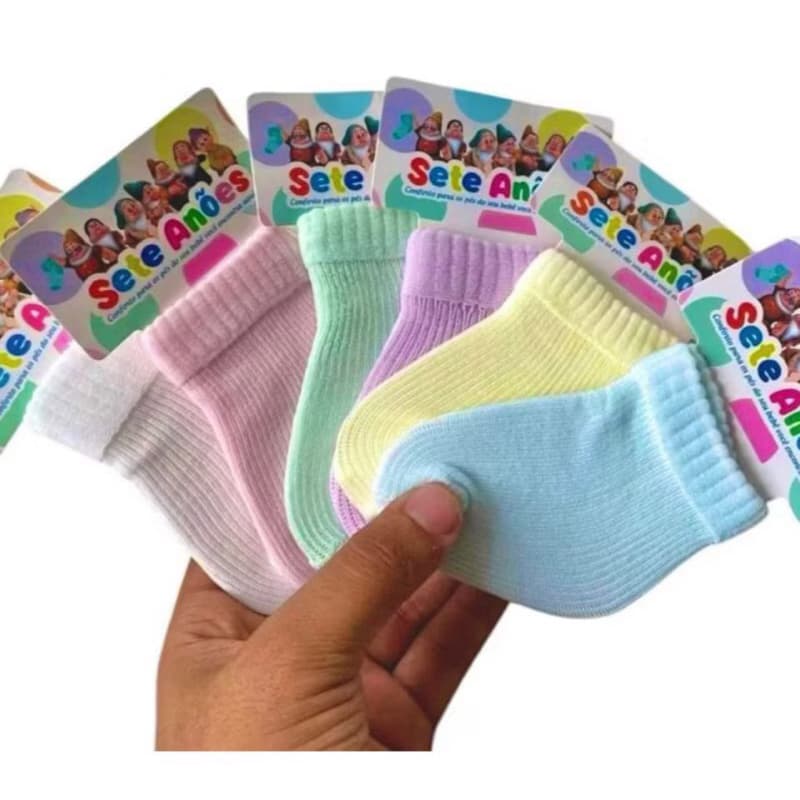 Kit 12 Pares de Meias para Bebê Recém Nascido - saída de maternidade  - 0 a 09 meses enxoval de bebê