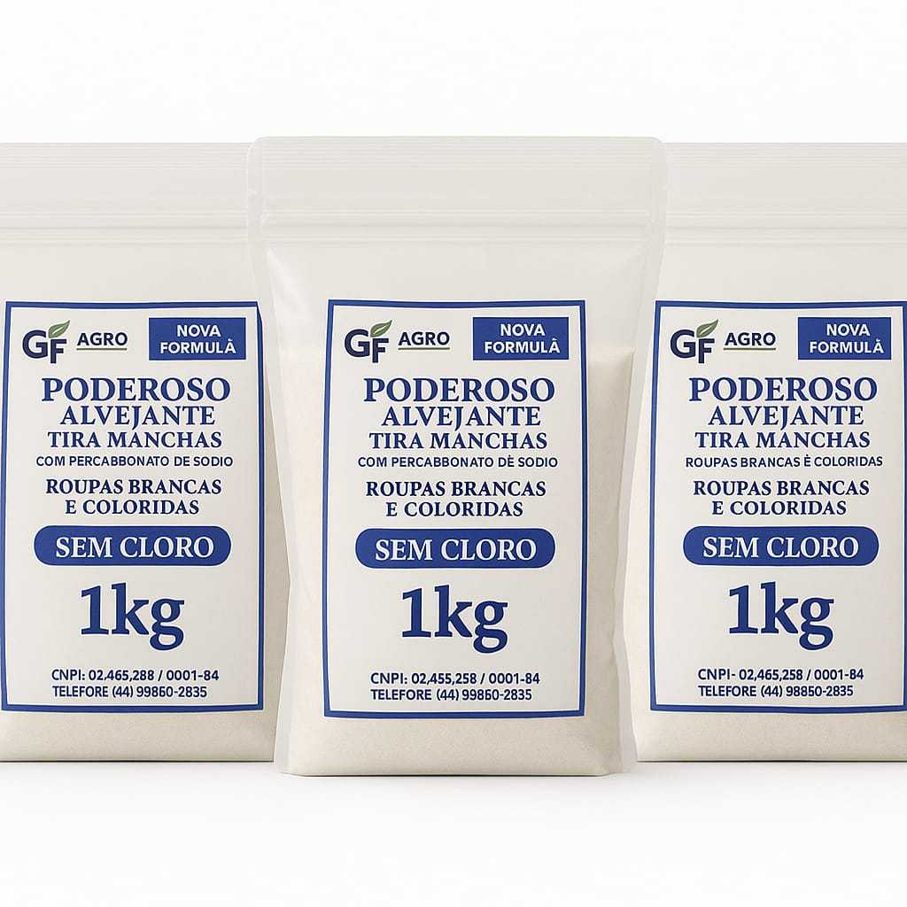 Alvejante Poderoso com Percarbonato de Sódio Tira Manchas Roupas Brancas e Coloridas -GF Agro