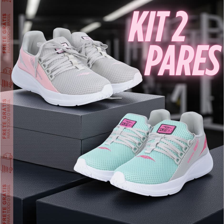 Kit 2 Pares Tênis Feminino Academia Corrida Leve Confortável Esportivo Ideal Para Treinos 38-43