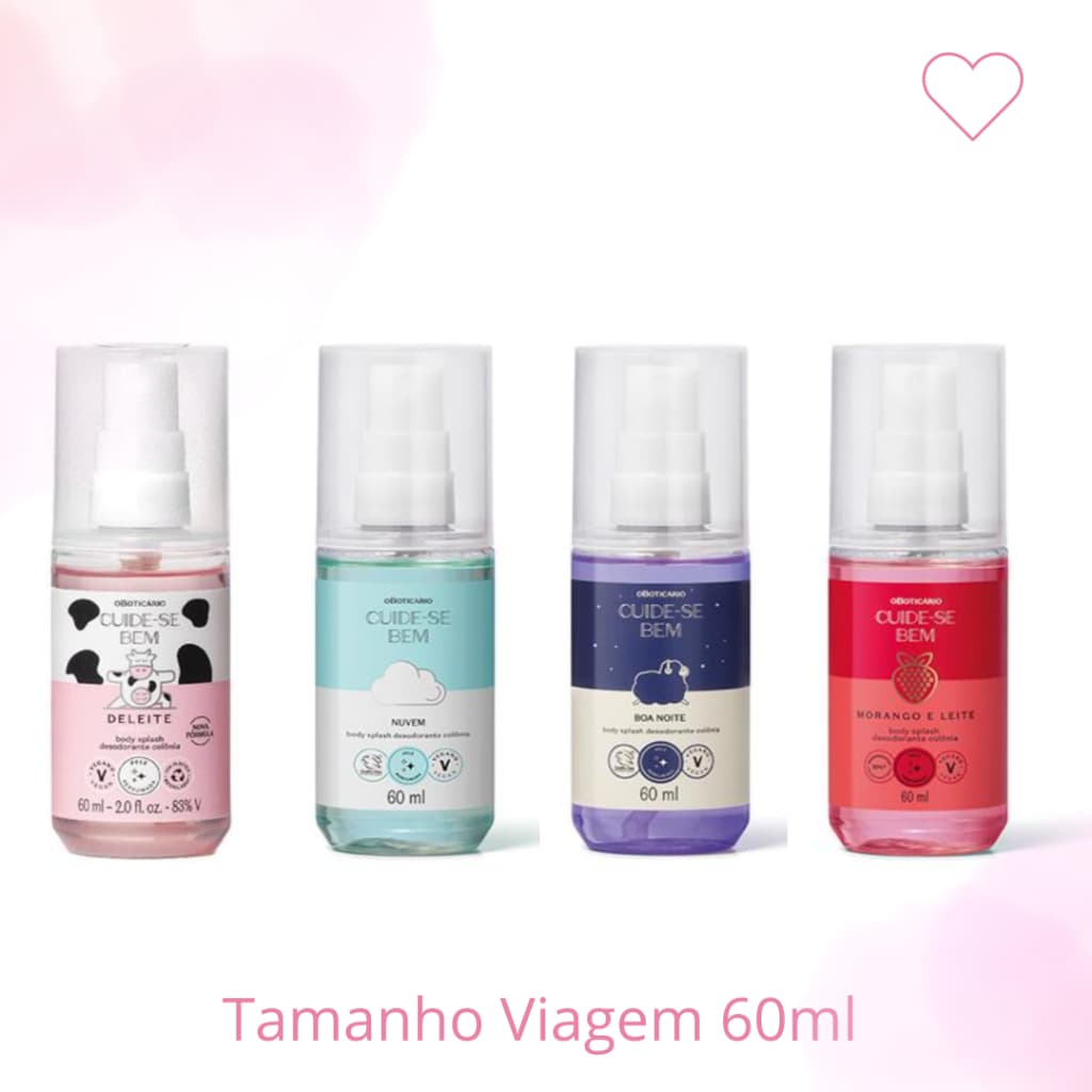 Mini Body Splash Desodorante Colônia Cuide-se Bem o Boticário 60ml - Tamanho Viagem - Bolsa