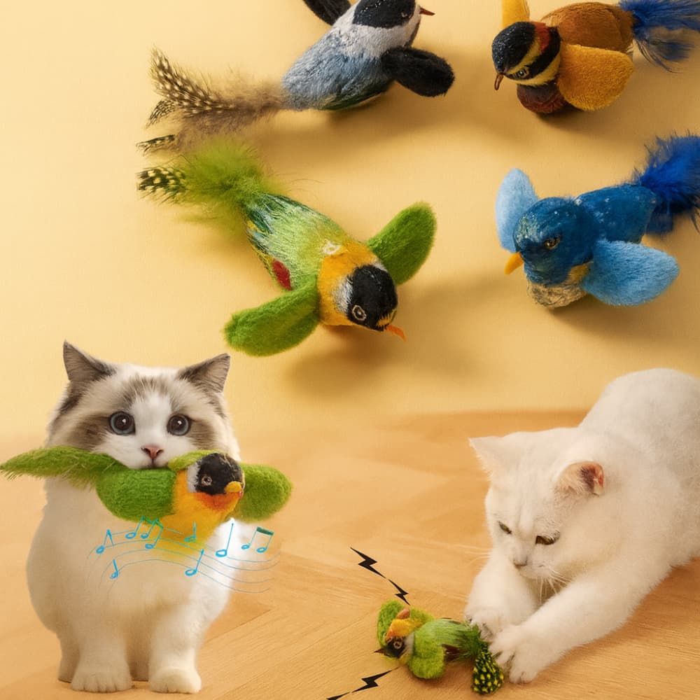 Brinquedo Gato Pássaro Interativo Som Realista Acessório Catnip Passaros Pena Pet mulação Realista