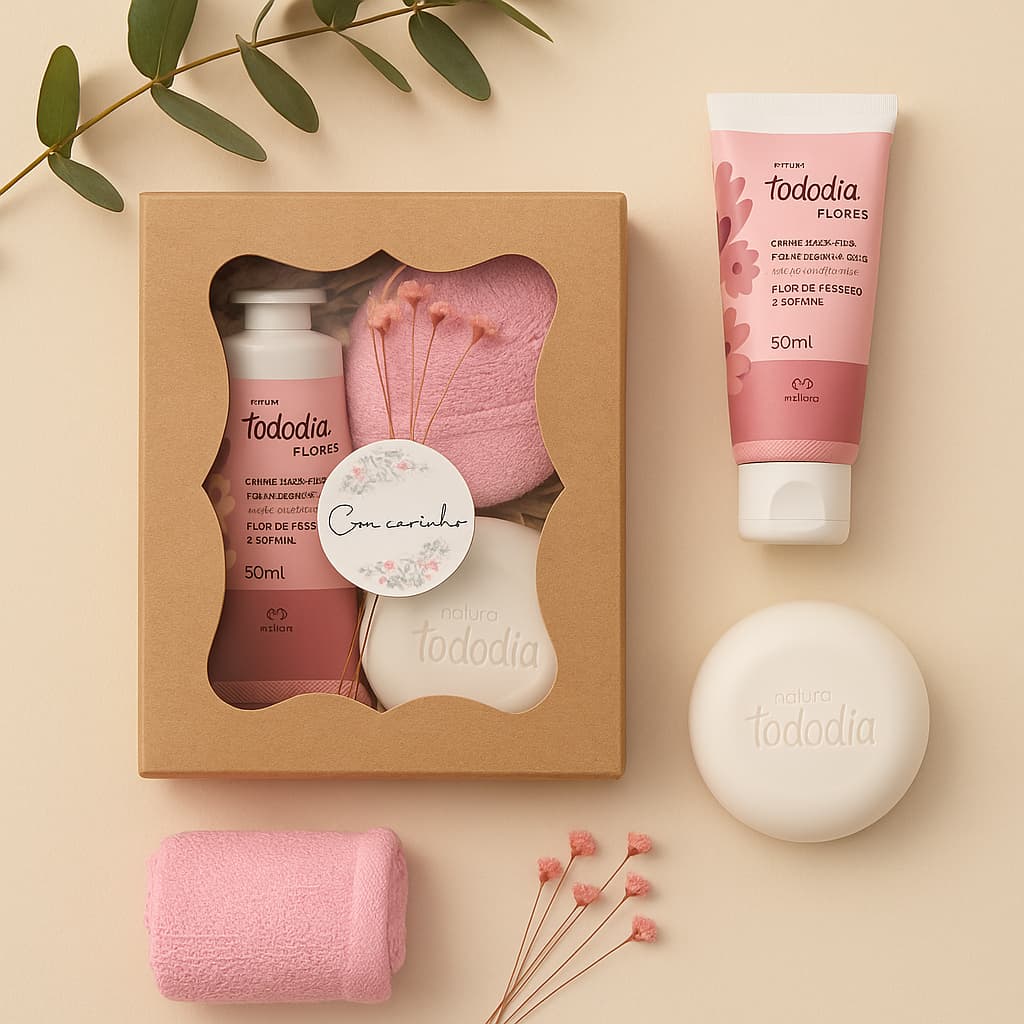 Natura Presente Hidratante + Toalhinha + Sabonete / Natal  (BRINDE Sacolinha Natura)