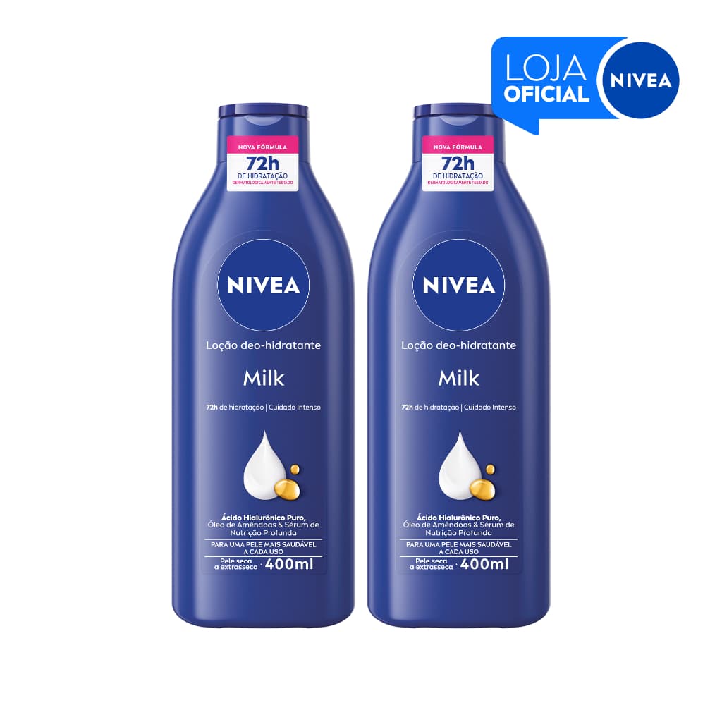 KIT NIVEA Loção Hidratante Milk Pele Seca a Extrasseca 400ml 2 Unidades BBB 26