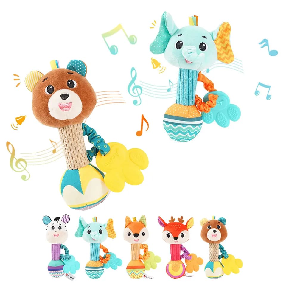 Sozzy-baby Plush Rattle 0-1 anos de idade Montessori Toys-Fun, MOdedor, Calmante pelucia para bebe