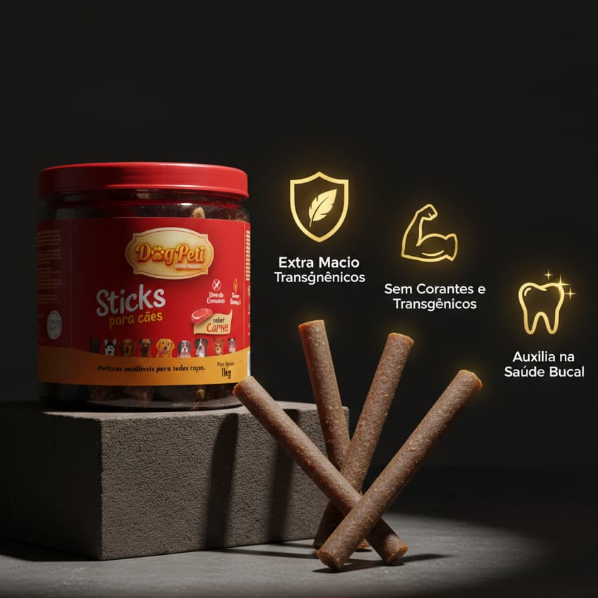 Petisco Palito Bifinho Pet Palitinho Sticks Petiscos Dog Peti Pote 1kg Carne Adestramento Proteína