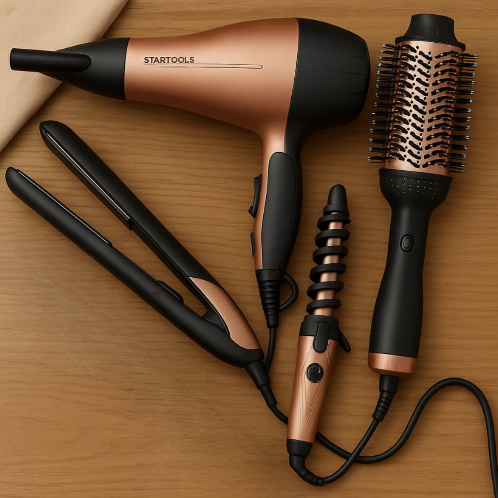 Secador de Cabelo 1200W +Chapinha Prancha Alisador 50W Modelador Cachos Bivolt Ondulador Escova Alisa