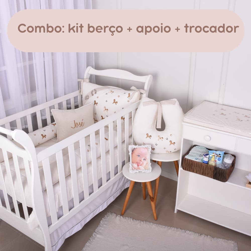 Combo Quarto Kit berço + Apoio + Trocador Coleção José e Maria